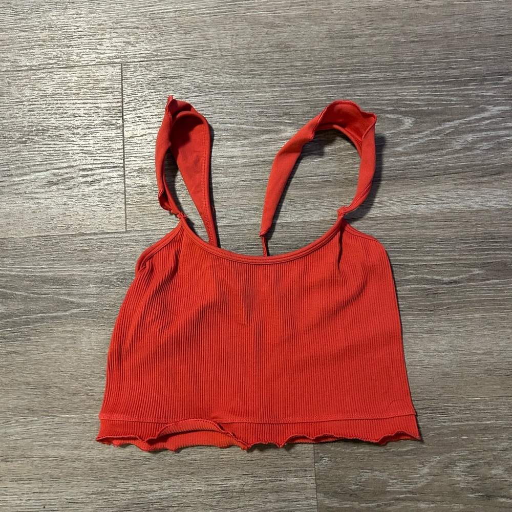 FP Movement Free Throw Ruffle Longline Bralette in Savannah Rose. Size is M/L - Picture 2 of 4